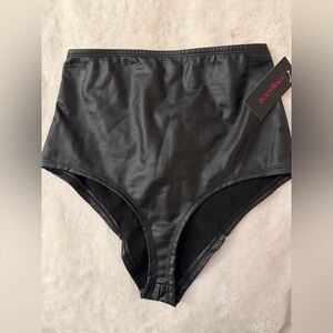 NWT Body Rage Black High-Waisted Faux Leather Booty Shorts